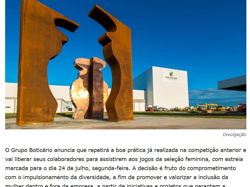 Grupo Boticário adota horário especial durante jogos da seleção feminina de futebol